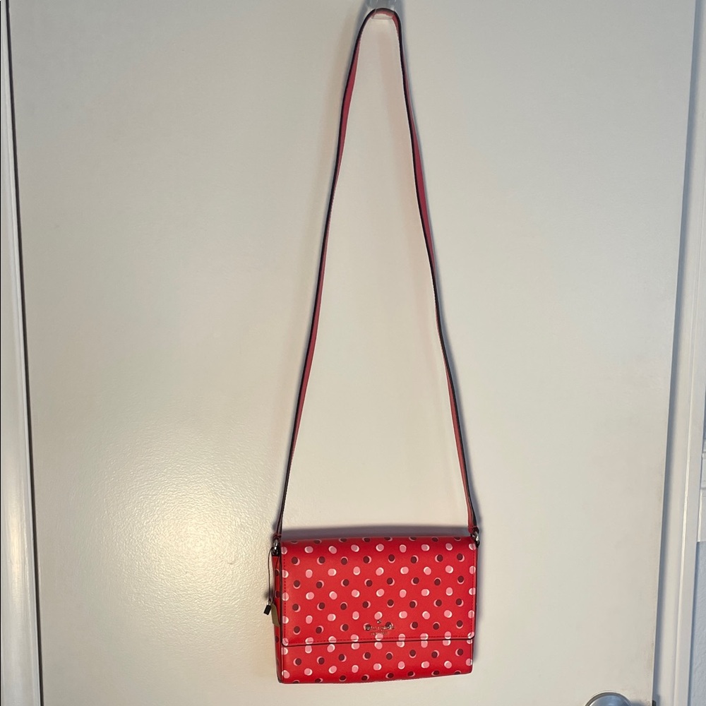 Kate Spade Red and White Polka Dot Cross Body Bag $299 MSRP - Picture 9 of 10